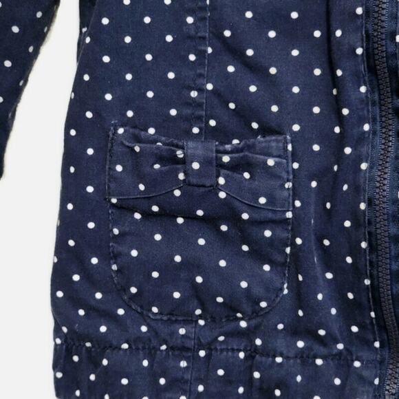 GYMBOREE Girls Polka Dot Zip Front Hooded Blue and White Cotton Jacket Size 2T - Picture 4 of 10